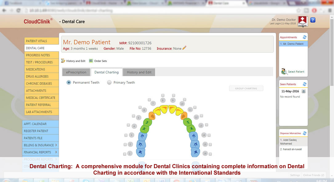 Dental Charting, A comprehensive module for Dental Clinics with International Standards, EMR